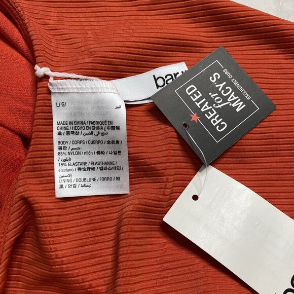Bar III Like Knot One-Piece Swimsuit L Cinnamon Burnt Orange Ribbed Halter New - Picture 6 of 6